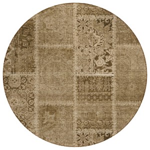 Brown And Beige Patchwork Washable Indoor Outdoor Area Rug - 1 of 4