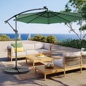 KTMBDW 10 ft Solar Umbrella Lighted Patio Umbrella Table Market Umbrella with Tilt and Crank Outdoor Umbrella for Garden, Backyard and Beach - 1 of 4