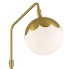 360 Lighting Camila Modern 56" Tall Standing Floor Lamp Skinny Pharmacy Style Adjustable Height Foot Switch Gold Metal Brass Finish Globe White Shade - 3 of 4