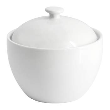 Our Table Simply White 13 Ounce Porcelain Sugar Bowl in White