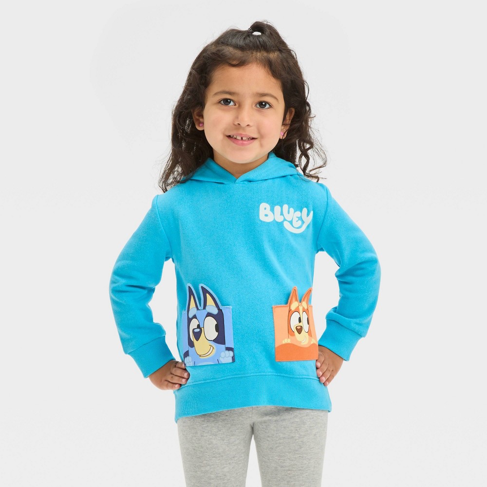 Toddler Bluey and Bingo Hooded Pocket Sweatshirt - Blue