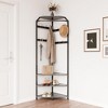 Corner Hall Tree With Shoe Bench Entryway, Corner Coat Rack With 6 Double Hooks, Corner Clothes Rack With Corner Tree With Shoe Bench Shelf - 3 of 4
