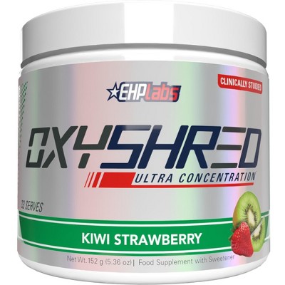 EHPlabs OxyShred Thermogenic Pre Workout & Fat Burner - Clinically Proven Preworkout Powder with Acetyl L Carnitine - Kiwi Strawberry, 33 Servings