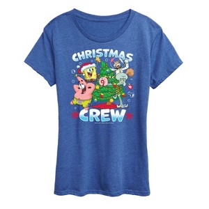 Women's - SpongeBob SquarePants - Christmas Crew Short Sleeve Graphic T-Shirt - 1 of 4