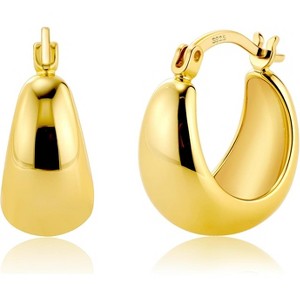 Sterling Silver Chunky Hoop Earrings for Women Hypoallergenic Thick Huggie Earring Wide Hoops Everyday Hoop Earrings - 1 of 4