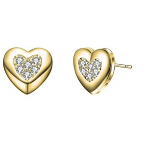 Guili Lovely Heart Stud Earrings – Elegant & Romantic with Clear Cubic Zirconia. Perfect for Any Occasion in White, Gold & Rose Gold - 1 of 2