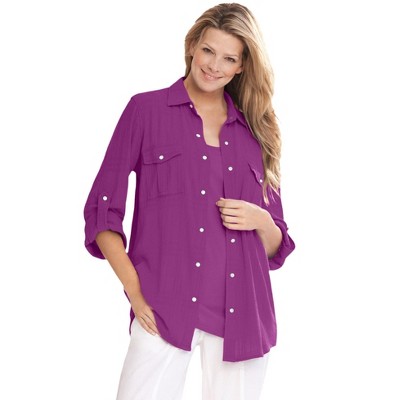 Woman Within Plus Size Cotton Gauze Bigshirt