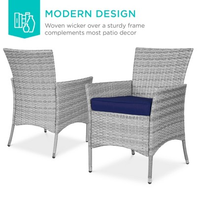 Navy 5-Piece Wicker Patio Dining Set with Glass Tabletop
