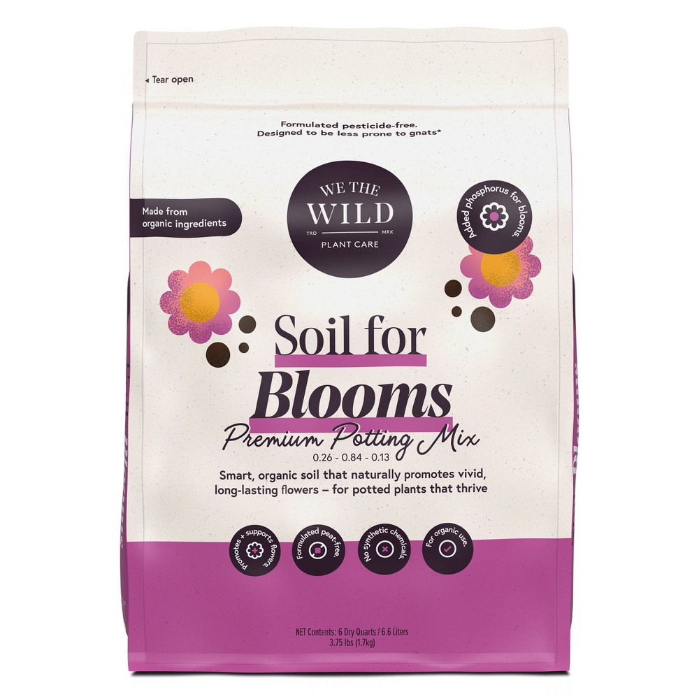 WE THE WILD Soil for Blooms Premium Organic Bloom-Boosting Potting Mix For Flowers 6 qt