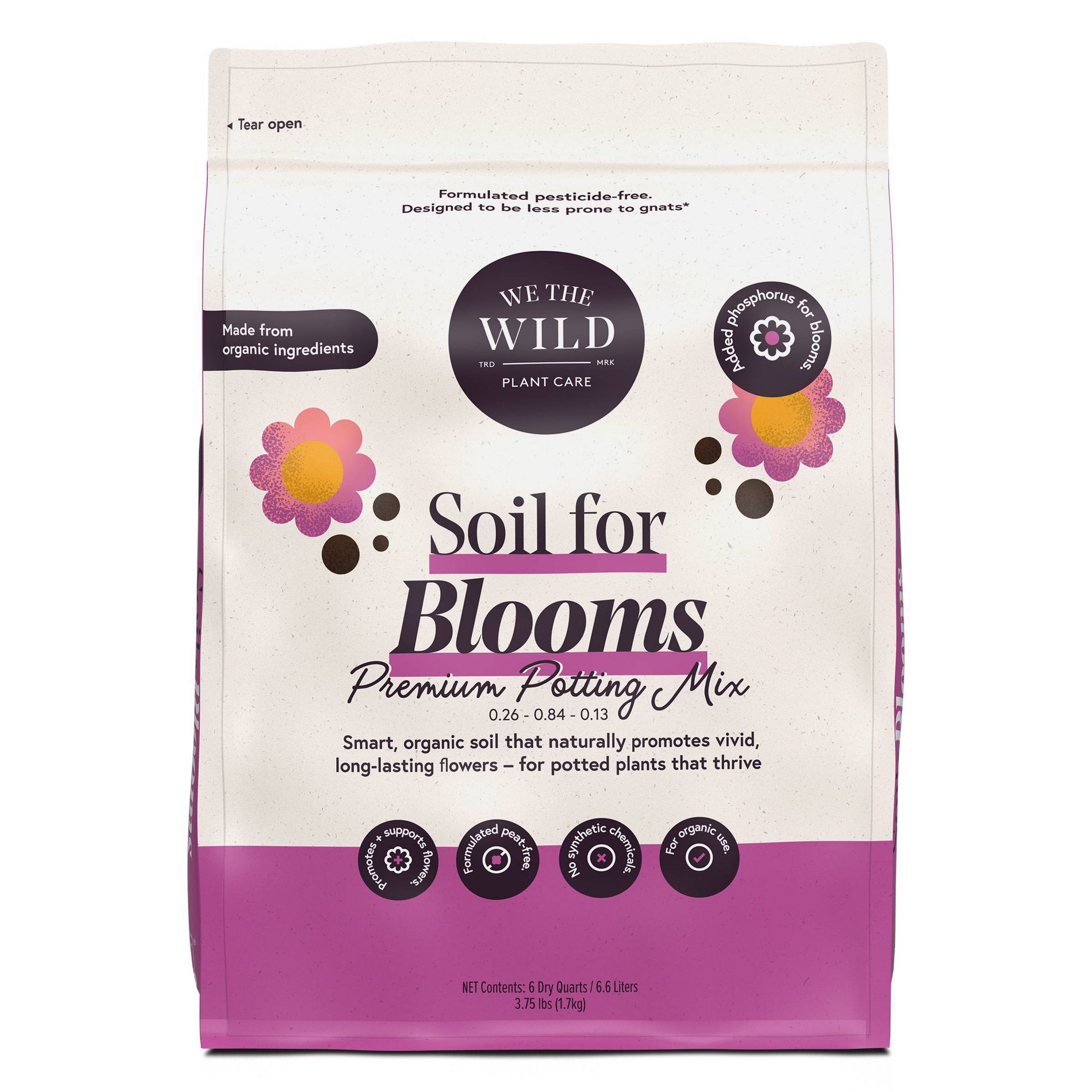 WE THE WILD Soil for Blooms Premium Organic Bloom-Boosting Potting Mix For Flowers 6 qt