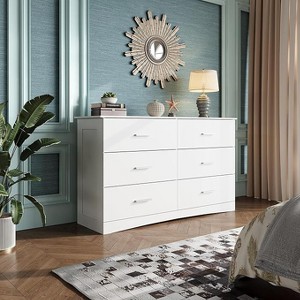 GALAXHERO 6-Drawer Wood Dresser – Wide Chest of Drawers with Large Storage Tower Unit, Modern Minimalist Organizer for Living Room & Bedroom - 1 of 1