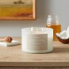 Milky White Glass Woodwick Candle with Wood Lid and Stamped Logo Coconut and Honey - Threshold™ - image 2 of 3