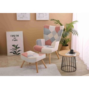 CAVINAS Linen Accent Chair with Curved Tall Backrest and Ottoman,Modern Upholstered Living Room Chairs,Reading Chairs for Living Room - 1 of 4