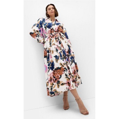 Women's Plus Size Ezra Print Maxi Dress - ivory | CITYCHIC