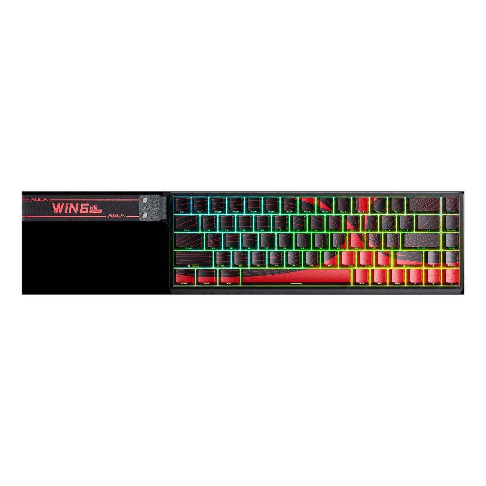 AULA WIN68 HE 60% Gaming Wired Keyboard, RGB, Hot Swappable Switch, Rapid Hall Effect, 0.125ms, 8kHz Polling Rate - Red Black