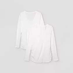 Long Sleeve Scoop Neck 2pk Bundle Maternity T-Shirt - Isabel Maternity by Ingrid & Isabel™ White/White M