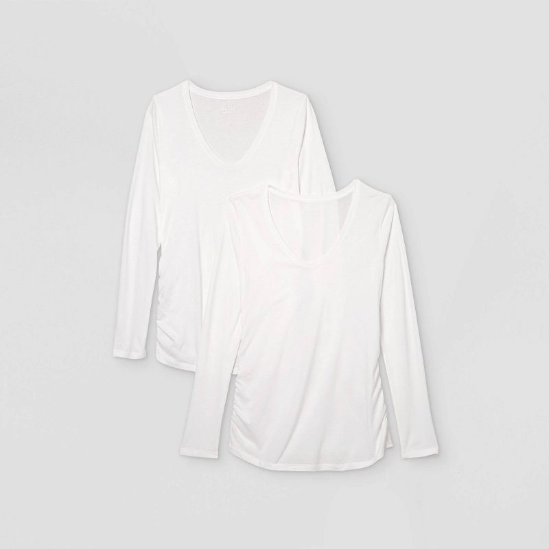 Long Sleeve Scoop Neck 2pk Bundle Maternity T-Shirt - Isabel Maternity by Ingrid & Isabel™, 1 of 4