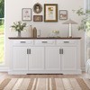 Vynxaria Fluted Sideboard Buffet Cabinet: 4 Doors, 3 Drawers, Coffee Bar Station for Living Room, Dining Room, Entryway - 4 of 4