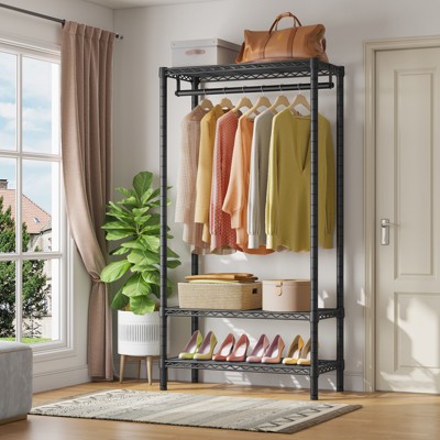 Black 3-Tier Wire Freestanding Closet System