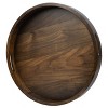 KINWELL Round Black Walnut Wood Serving Tray Ottoman Tray with Handles - 2 of 4