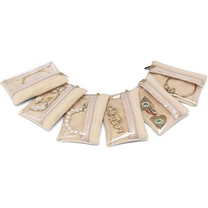 6-Piece Travel Jewelry Pouch Set, Clear Velvet Zipper Bags for Organized Storage, Gift for Women & Girls - 1 of 4