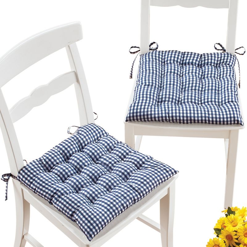 Collections Etc Gingham Plaid Patterned Dining Chair Pads - Set of 2, 1 of 4