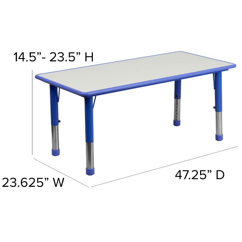 Flash Furniture 23.625"W x 47.25"L Rectangular Plastic Height Adjustable Activity Table Set with 4 Chairs, 4 of 5