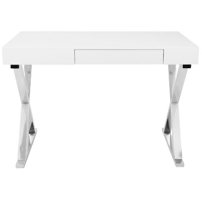 White Wood Contemporary Home Office Desk with Drawer
