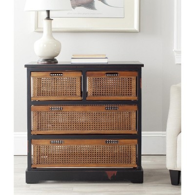 Colonial Charm Black Pine 4-Drawer Unit with Amber Cane Baskets