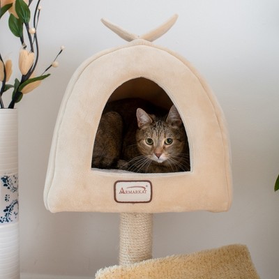 Beige Sisal and Faux Fleece Cat Condo Tree
