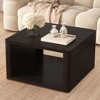 APRILSOUL30.80"Square Coffee Table for Living Room in Dark Brown Farmhouse Coffee Table with Storage,2-Tier Center Table - 3 of 4