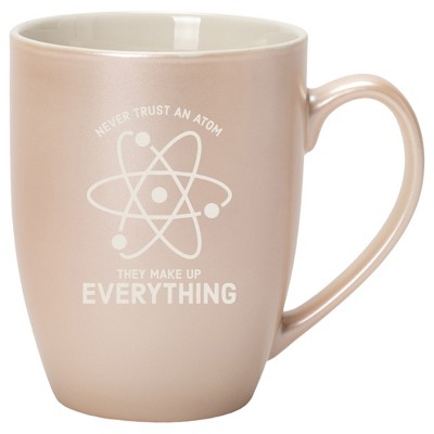 100 North Atom Chemistry 10 Ounce White and Precious Pearl Metallic Finish, Comfortably Fits Your Hands, New Bone China Coffee Tea Cup Mug, Never