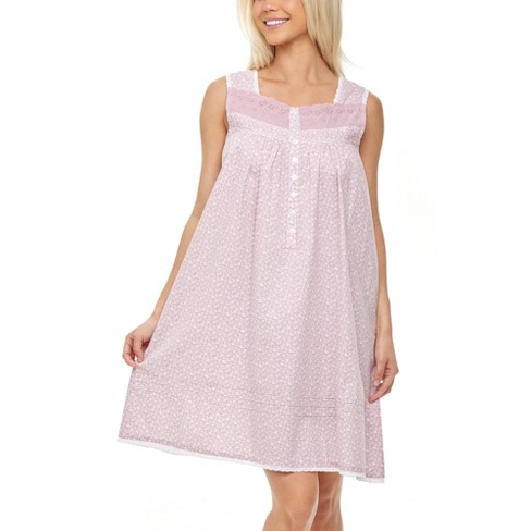 Adr Women's Cotton Victorian Nightgown, Hannah Sleeveless Lace