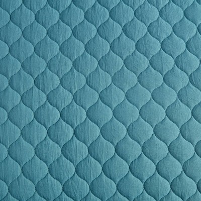 Teal King Reversible Microfiber Quilt Set with Scallop Edges