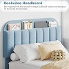 Kids Boucle Upholstered Bed Frame with Bookcase Headboard and 2 Storage Drawers, Noise-Free Platform Bed - 4 of 4
