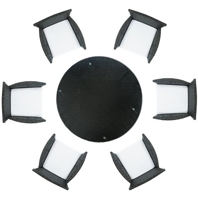 Black Woven Wicker 6-Person Outdoor Dining Set with Glass Table