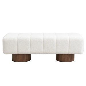 Gulches White Faux Fur Storage Bench - 38.97"L x 17.72"W x 16.54"H, 220-330lbs Capacity, Golden Metal Legs, Cloud-Soft Foam-Filled Seating for Home - 1 of 4