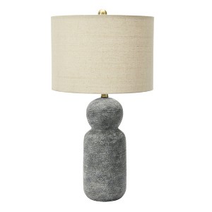 Storied Home 14" Round Stoneware Desk Lamp: Ceramic Office Light, ETL & UL Listed, Linen Shade - 1 of 4