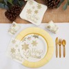 Juvale 144 Piece Merry Christmas Party Plates, Napkins, Cups, Cutlery, Gold Snowflakes Design, Serves 24 - 2 of 4