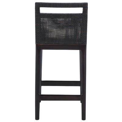 Darin Dark Brown Wood Counter Stool with White Cushion