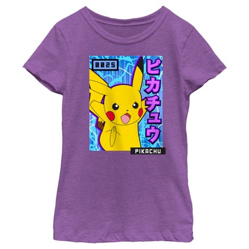 Pokemon T-Shirt Girls Kids Pikachu Eevee Friends Game Blue Top