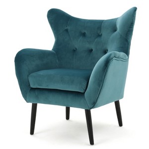 Dexmalle Comfy Soft Teal Velvet Sofa Chair,Indoor - 1 of 4