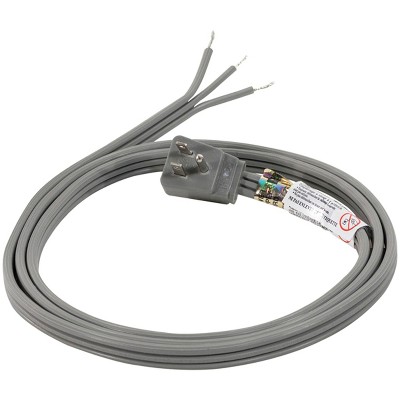 Certified 15-Amp Gray Appliance Power Cord with Right-Angle Plug, 5 Feet