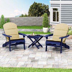 GDFStudio Cartagena Outdoor Acacia Wood 3 Piece Adirondack Chair Chat Set with Cushion - 1 of 4