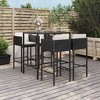 vidaXL Patio Bar Set Outdoor Wicker Table and Stool with Cushions Poly Rattan - Black 5 Piece - 2 of 4