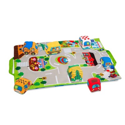 Melissa & Doug Hopscotch Rug - Indoor/Outdoor Play Mat With Bean Bags, Skid-Proof Backing