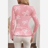 Amaryllis Women’s Sheer Mesh Long Sleeve Top with Allover Bow Print Lightweight Fitted Design Layering Piece - 3 of 4
