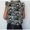 Women's Floral Embroidered Ruffle Sleeve Vest - Main Strip - 3 of 3