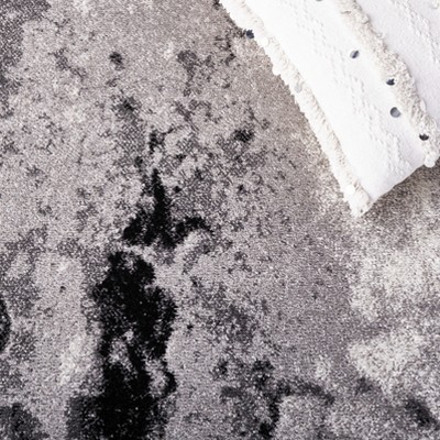Adirondack Grey and Black Abstract Runner Rug 2'6" x 6'