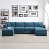 134" Oversized Chenille Cloud Modular U-Shaped Sectional Sofa with Double Cushions, 2 Ottomans & Pillows - 2 of 4